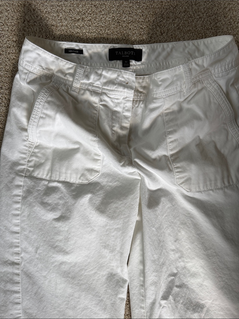 Talbots White Wide-Leg Cotton Blend Pants